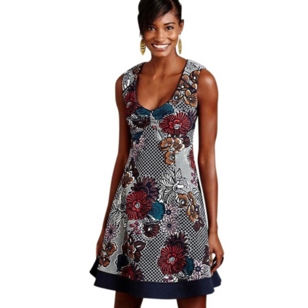 Anthro Maeve Fairchild Flared floral dress S